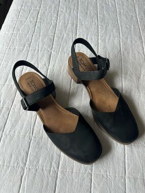TOMS Jaclyn Mary Janes Black Leather
